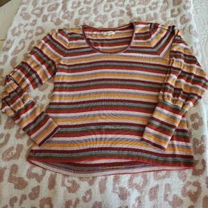 Madewell Autumn Soft Stripe Puff Long Sleeve Pullover Scoop Neck Sweater Large